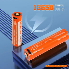 OrcaTorch D550 Scuba Diving Light 18650 USB-C 34000mAh  Battery