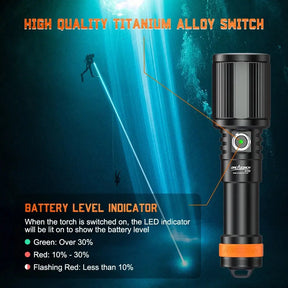 OrcaTorch D720 Long Beam Dive Light High quality titanium alloy switch