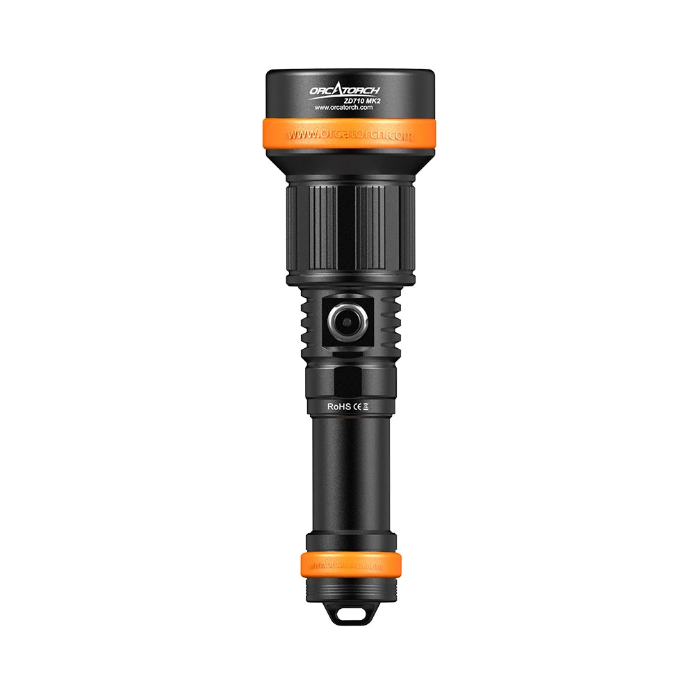 OrcaTorch ZD710 MK2 Zoomable Dive Light Beam Angle 4°-72° Adjustable, Max 212500cd Beam Intensity OrcaTorch Dive Lights