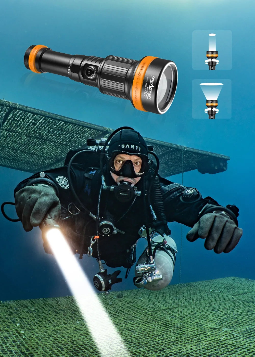 OrcaTorch ZD710 MK2 New Dive Light Release - Zoomable 4°-72°